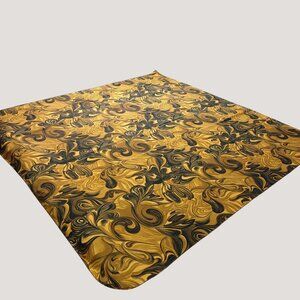 Mac Sun Shawl Wrap Scarf Golden Black Swirl Design Fabric 43 by 43 Inches Wide K